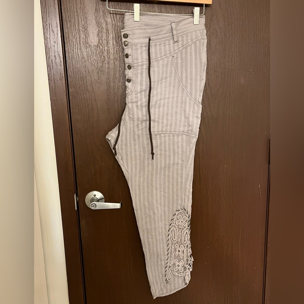 NWT Free People striped capri with lace detail